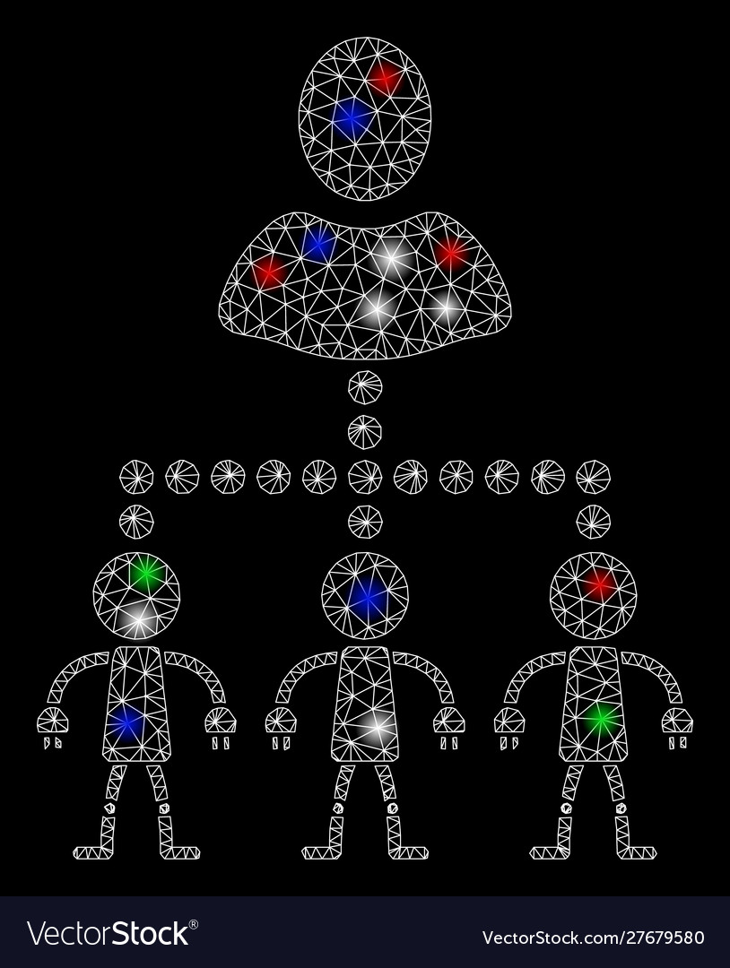 Bright mesh 2d manage androids with flash spots vector image Bright mesh 2d manage androids with flash spots