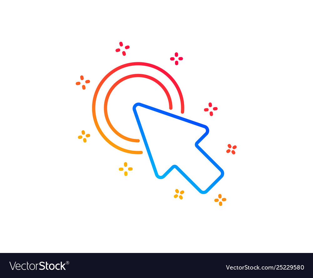 Click here line icon push button sign