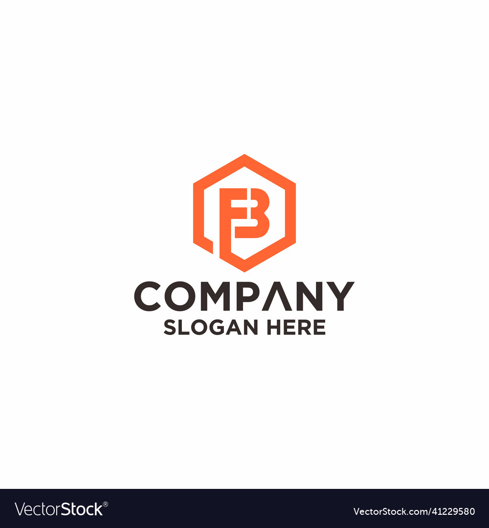 Fb logo monogram with hexagon shape style design vector image Fb logo monogram with hexagon shape style design