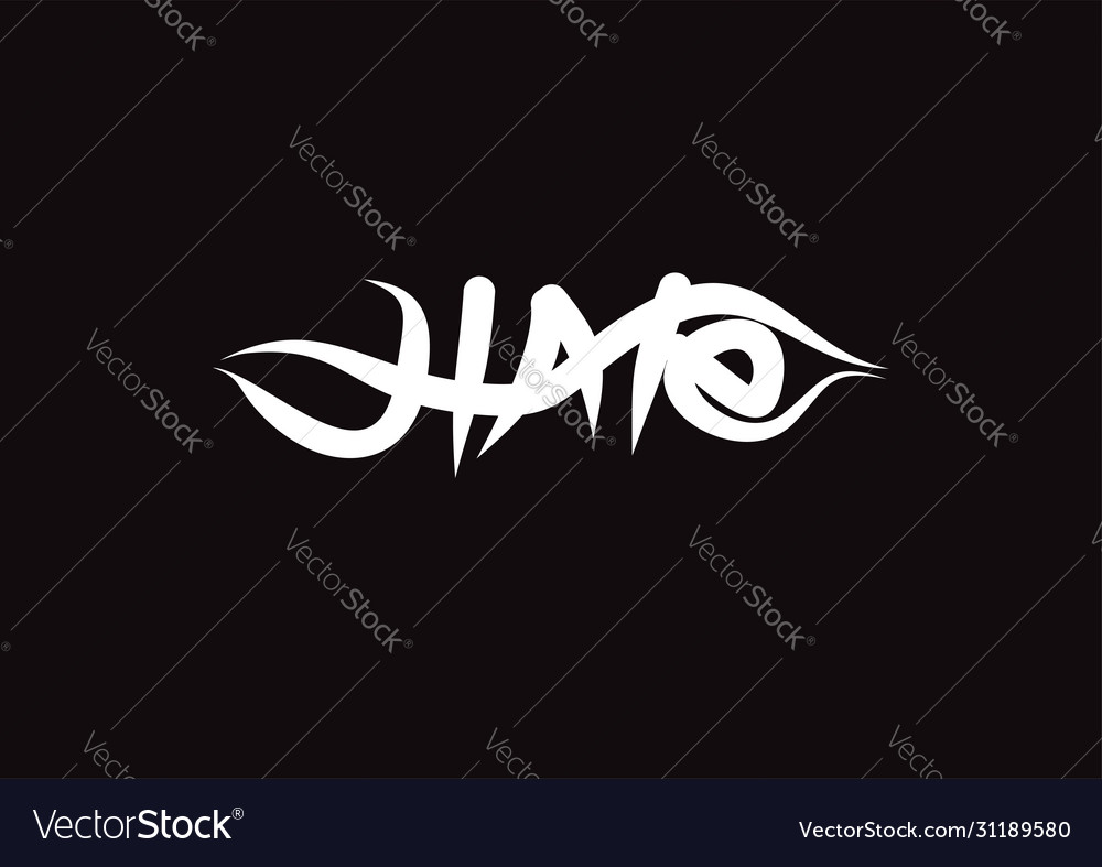 Hate lettering text modern calligraphy style