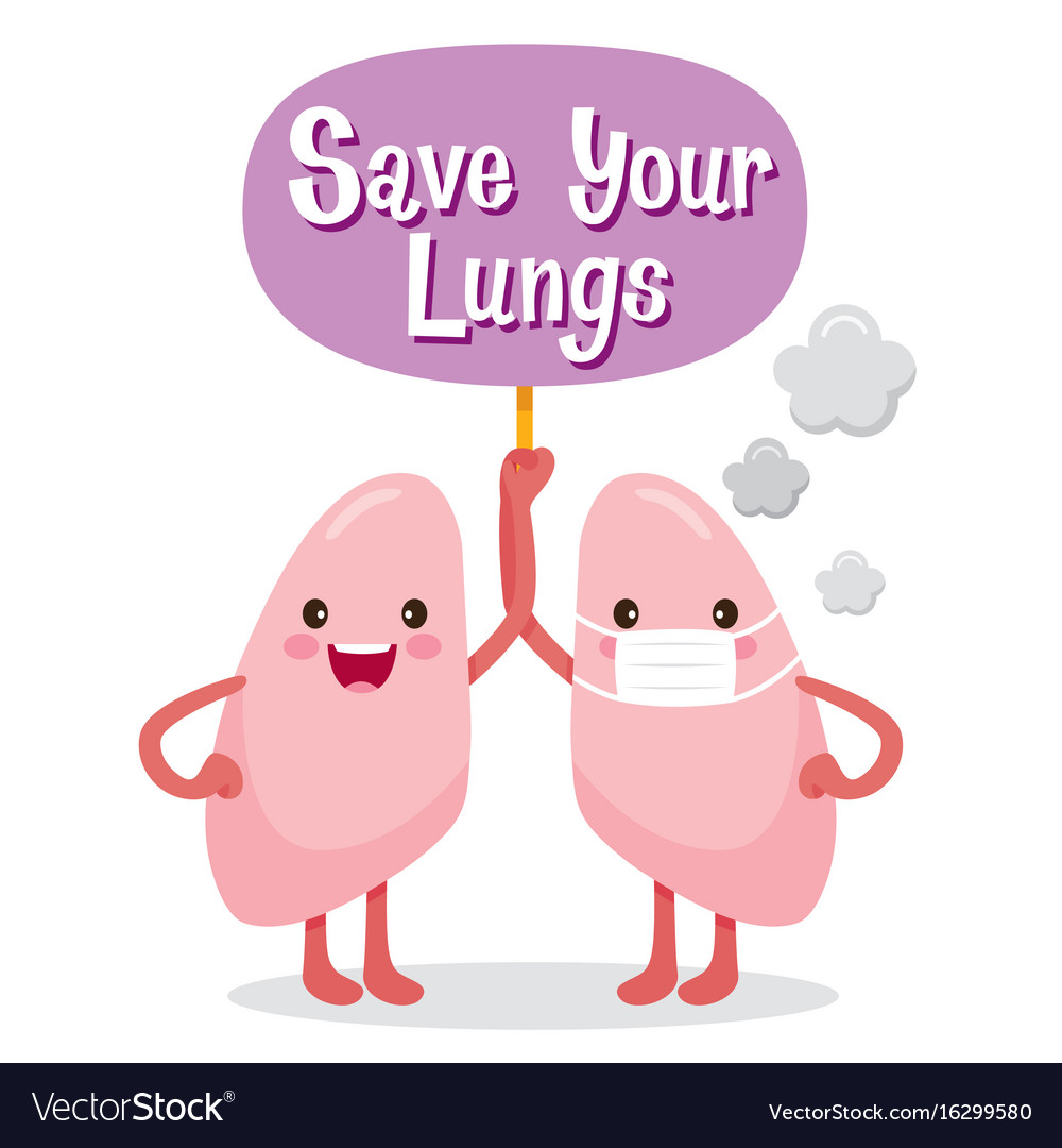 Lungs Human Internal Organ Cartoon Character Vector Image