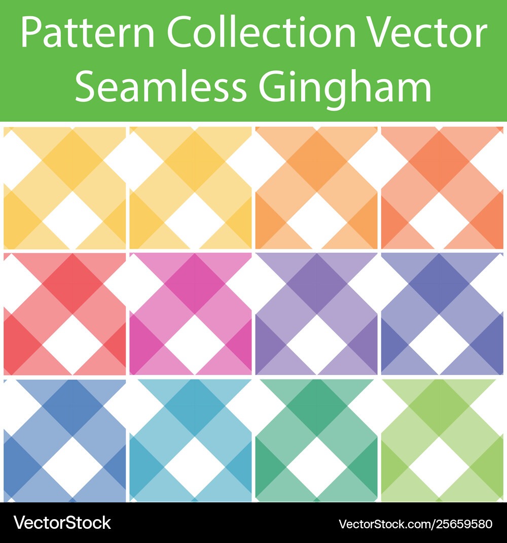 Pattern collection seamless gingham Royalty Free Vector