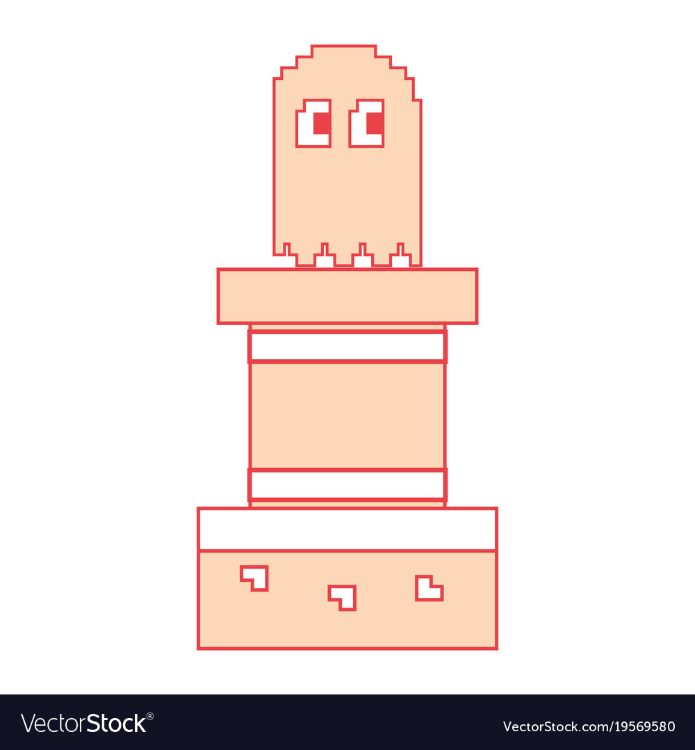 Pixel ghost game play character arcade