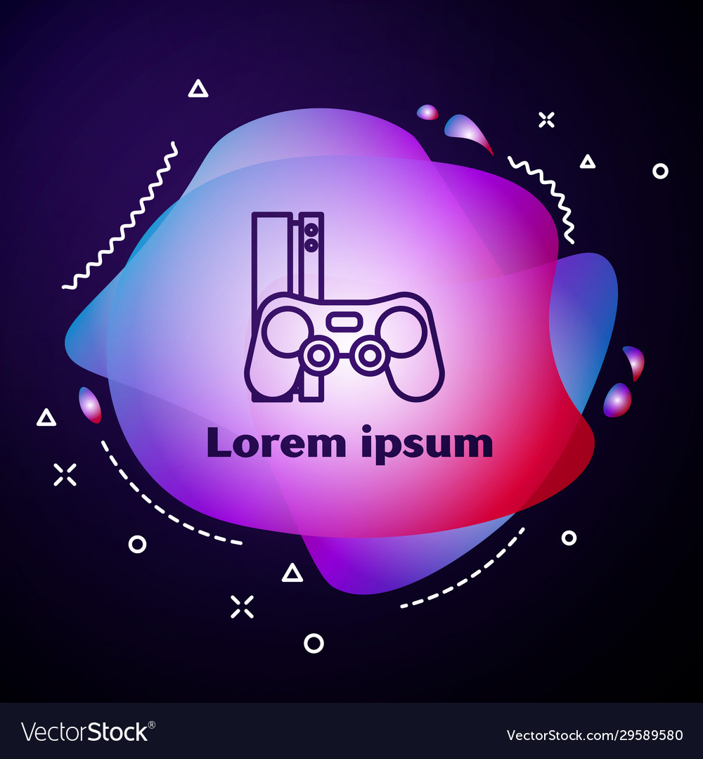 Purple line video game console with joystick icon Vector Image Purple line video game console with joystick icon