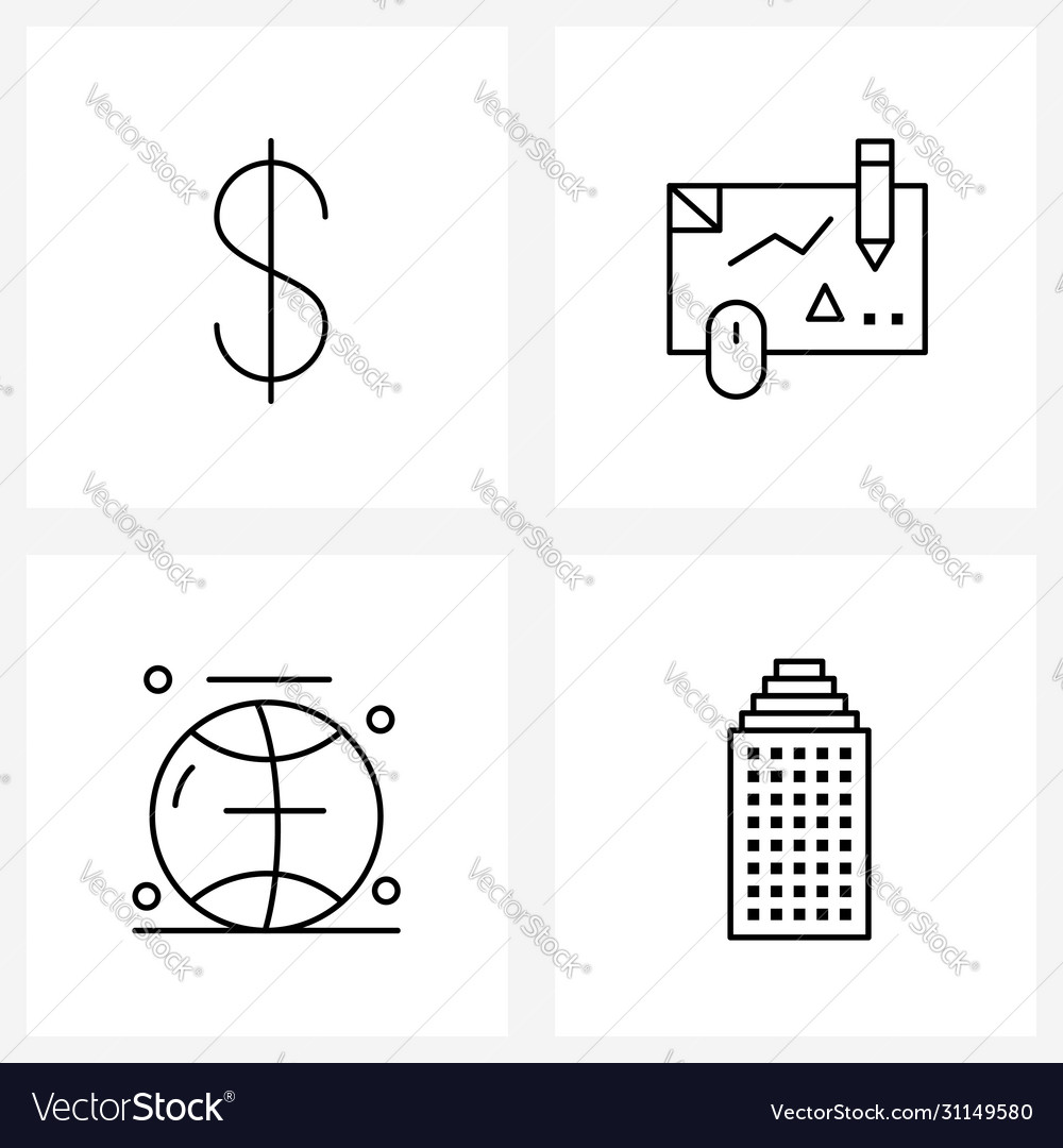 Set 4 universal line icons coin interface