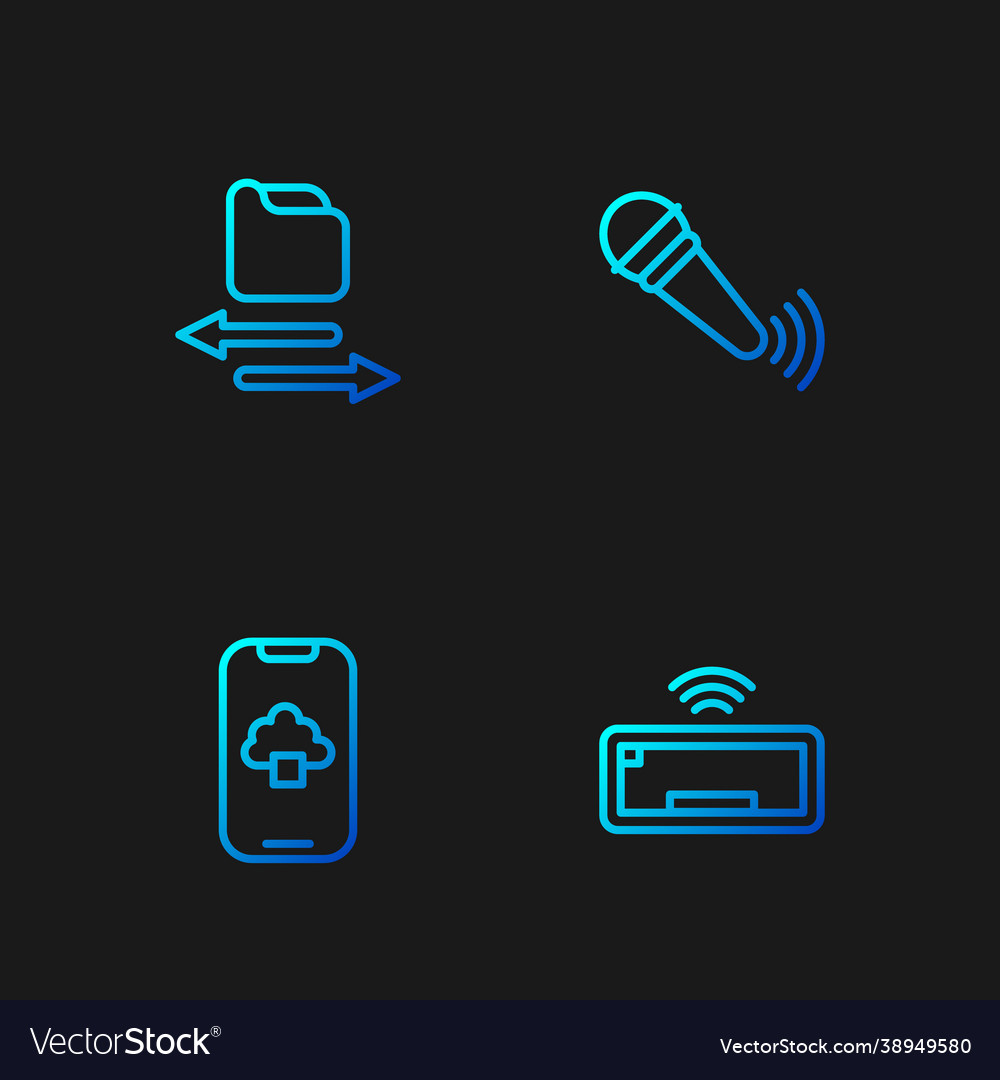 Set line computer keyboard cloud technology data vector image Set line computer keyboard cloud technology data