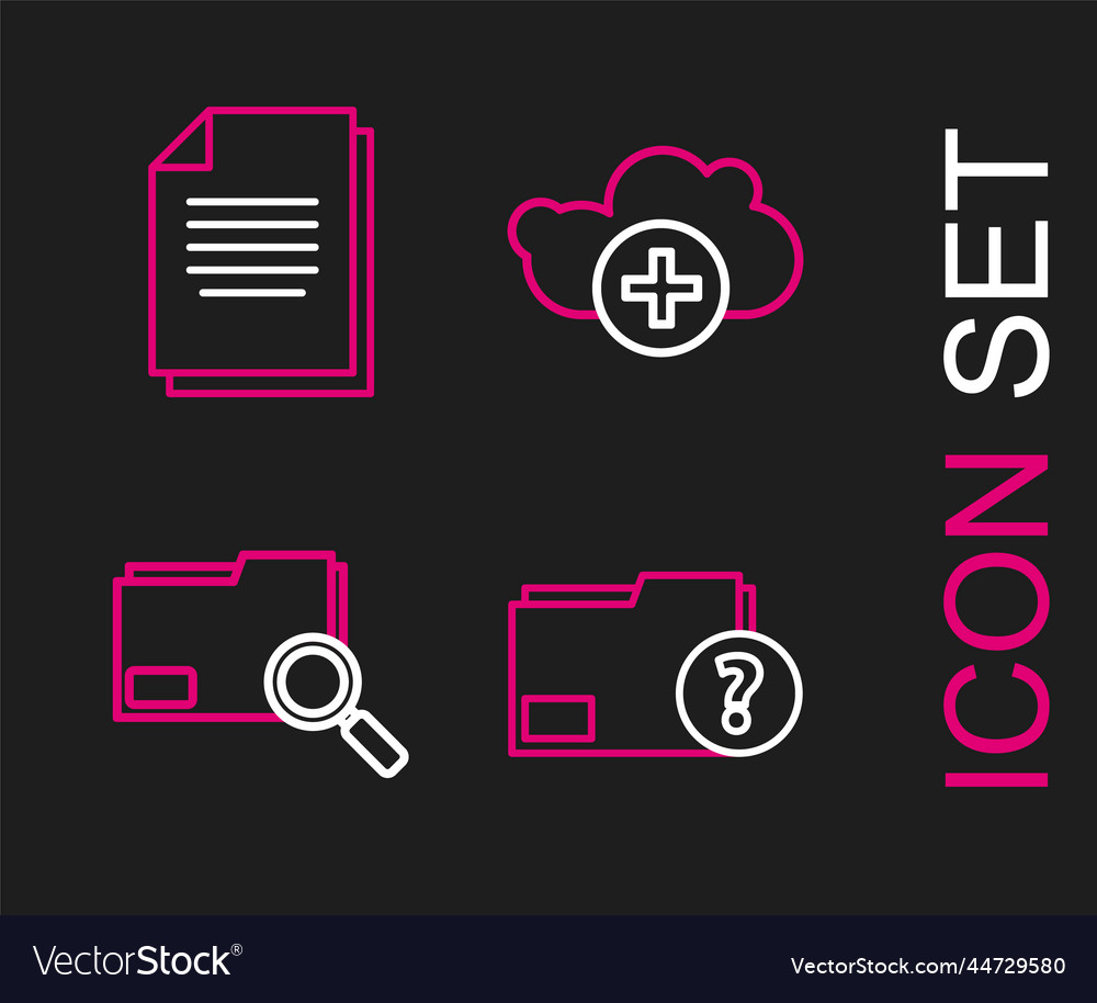 Set line unknown document folder search concept vector image Set line unknown document folder search concept