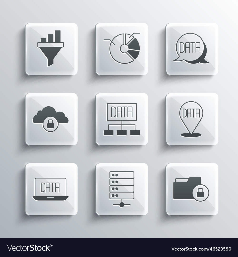 Set server folder and lock data analysis cloud vector image Set server folder and lock data analysis cloud
