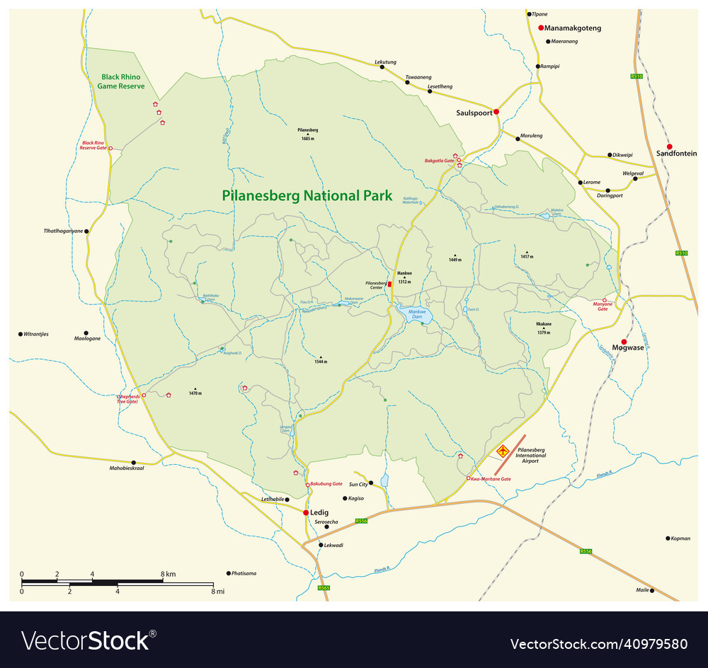 South african national park pilanesberg Royalty Free Vector