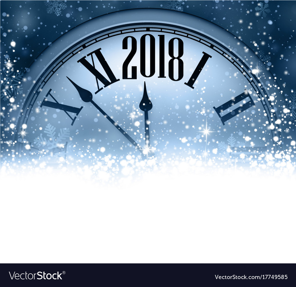 2018 new year background with clock