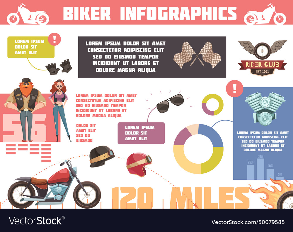 Biker Club doodle Infografiken