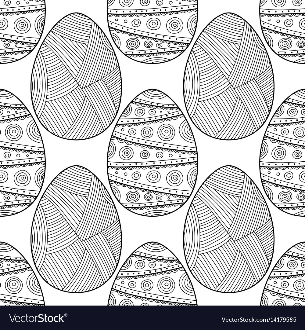 Black white seamless pattern of decorative eggs Vector Image