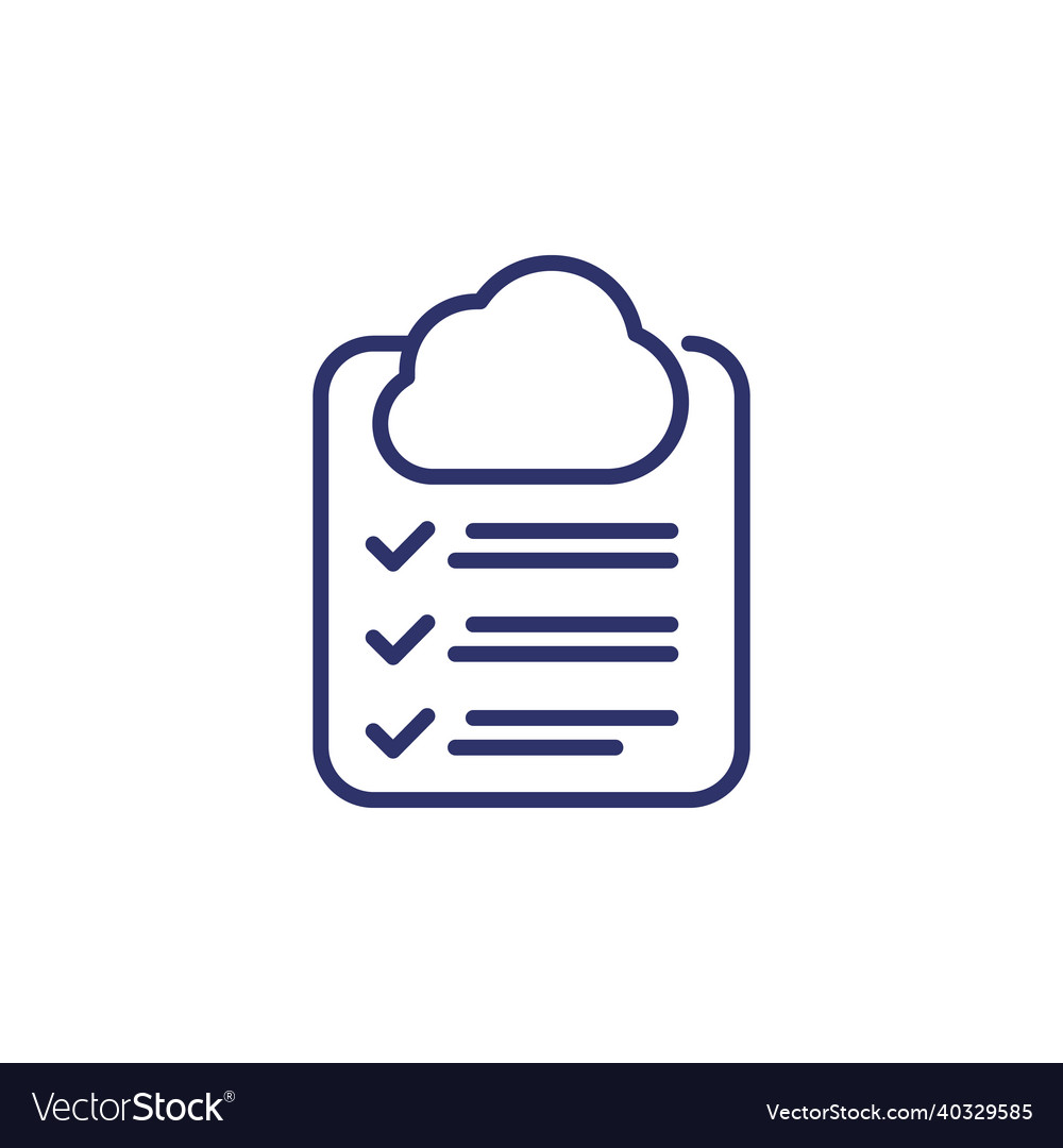 Cloud and checklist line icon