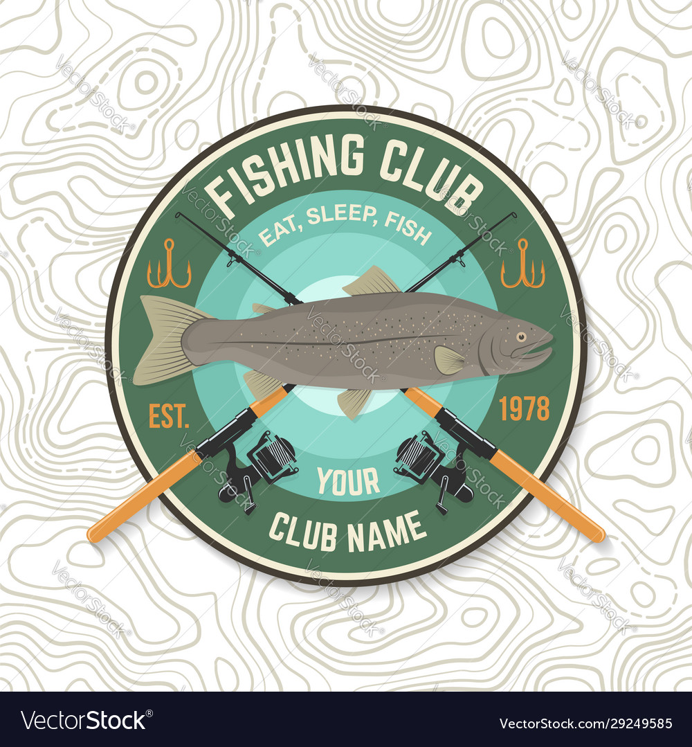 Fishing sport club patch concept Royalty Free Vector Image