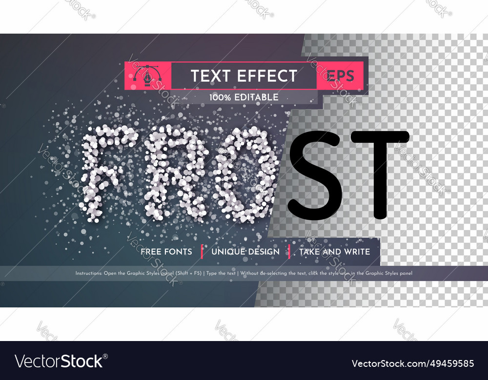 Frost spray - editable text effect font style vector image Frost spray - editable text effect font style