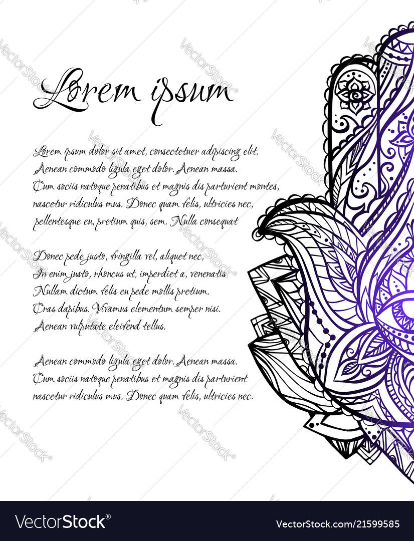 Greeting card with of hamsa boho pattern