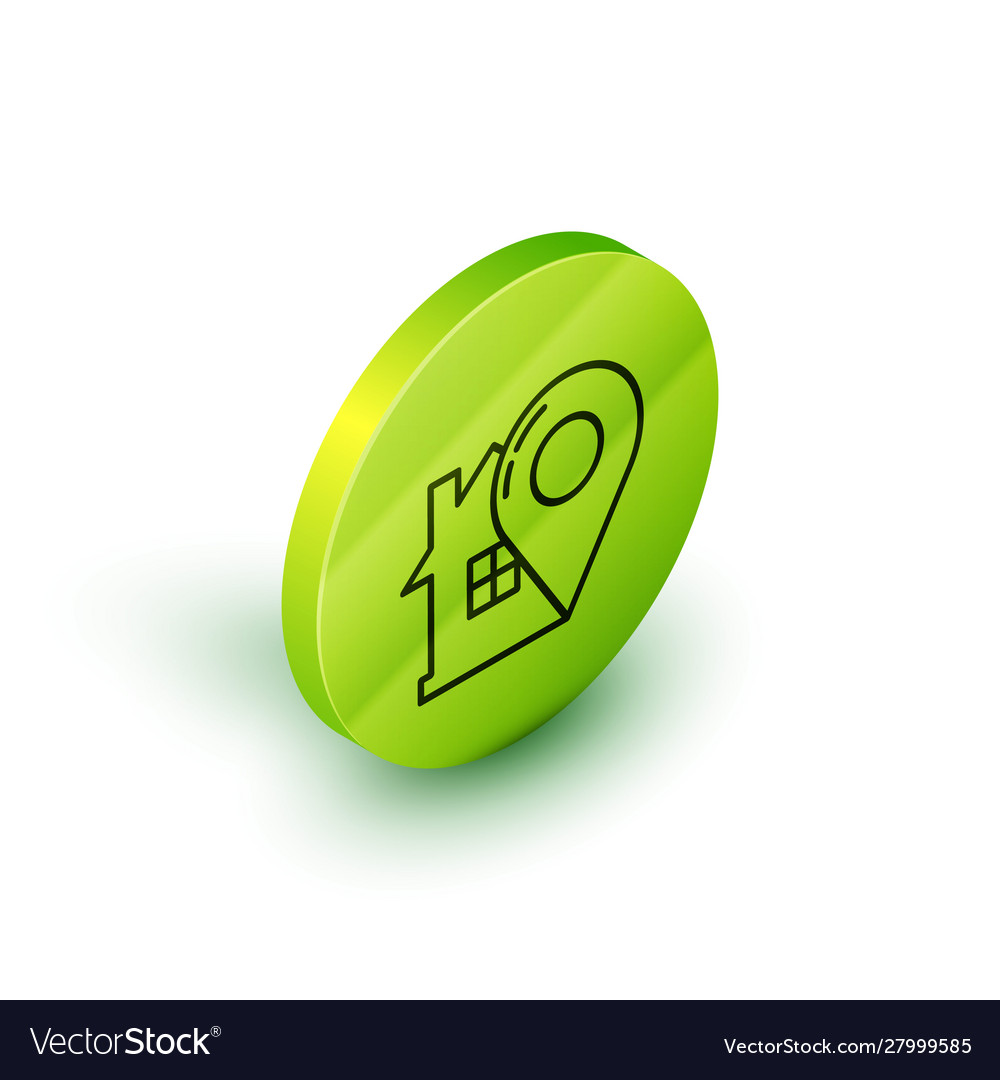 Isometric line map pointer with house icon vector image Isometric line map pointer with house icon