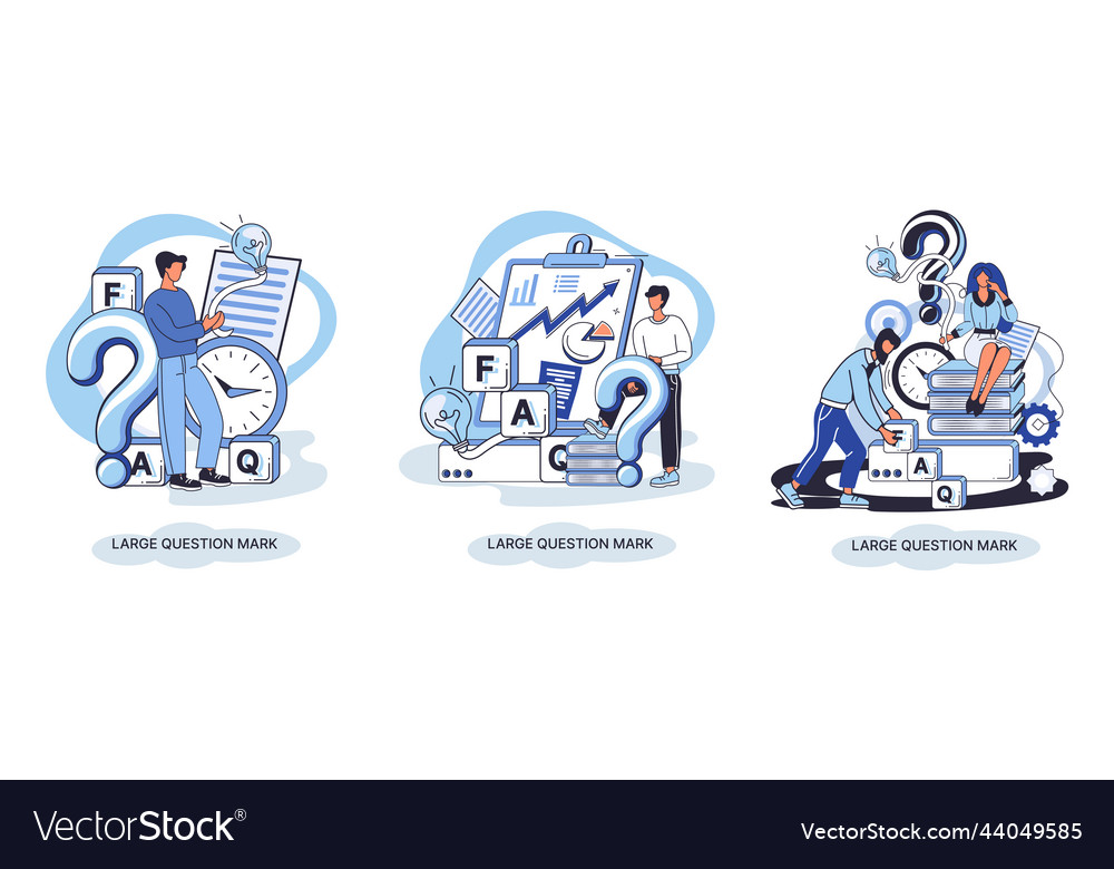 Ladge Fragezeichen Problem und Lösungskonzept vector image Ladge Fragezeichen Problem und Lösungskonzept
