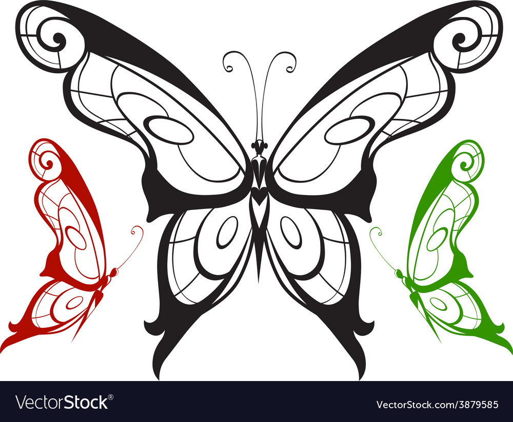 Ornamented abstract silhouette butterfly