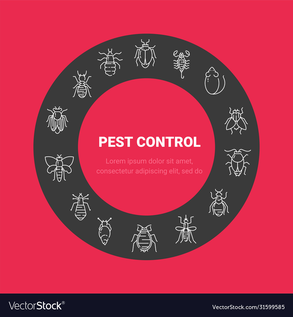 Pest control icon set in linear style vector image Pest control icon set in linear style