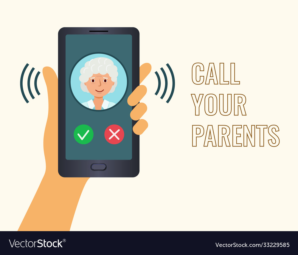 poster-call-your-parents-hand-holding-phone-vector-image