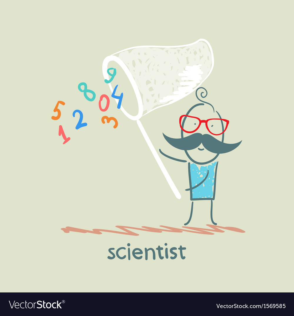 Scientist catches a butterfly net figures