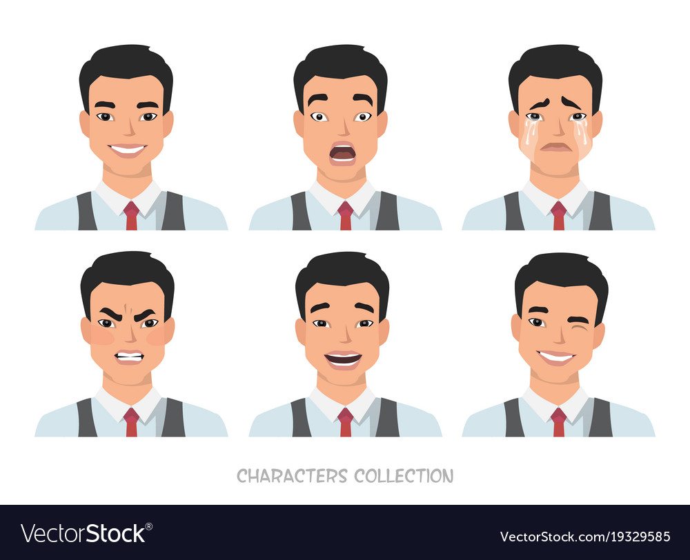 Set emotions for asian business man Royalty Free Vector