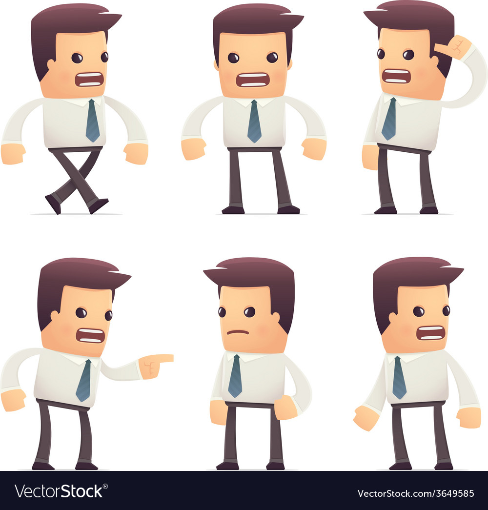 Set of manager character in different poses
