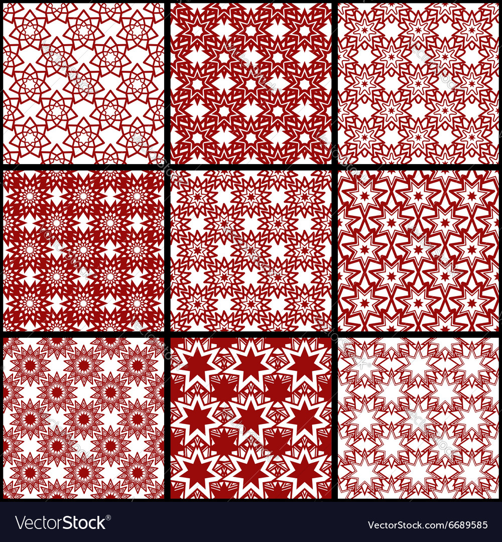 Set of seamless patterns seven-pointed stars