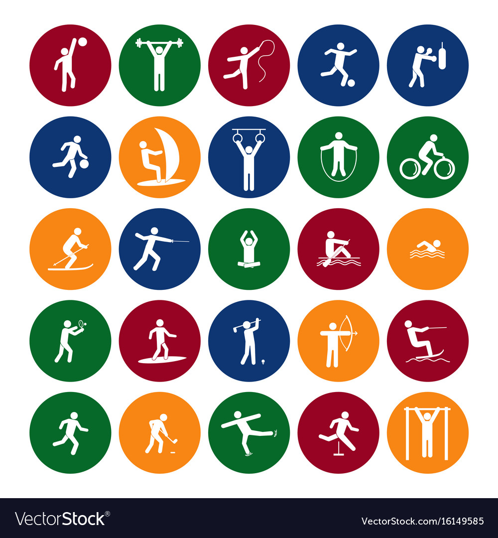 Sport icon playing people set color in the circle Vector Image