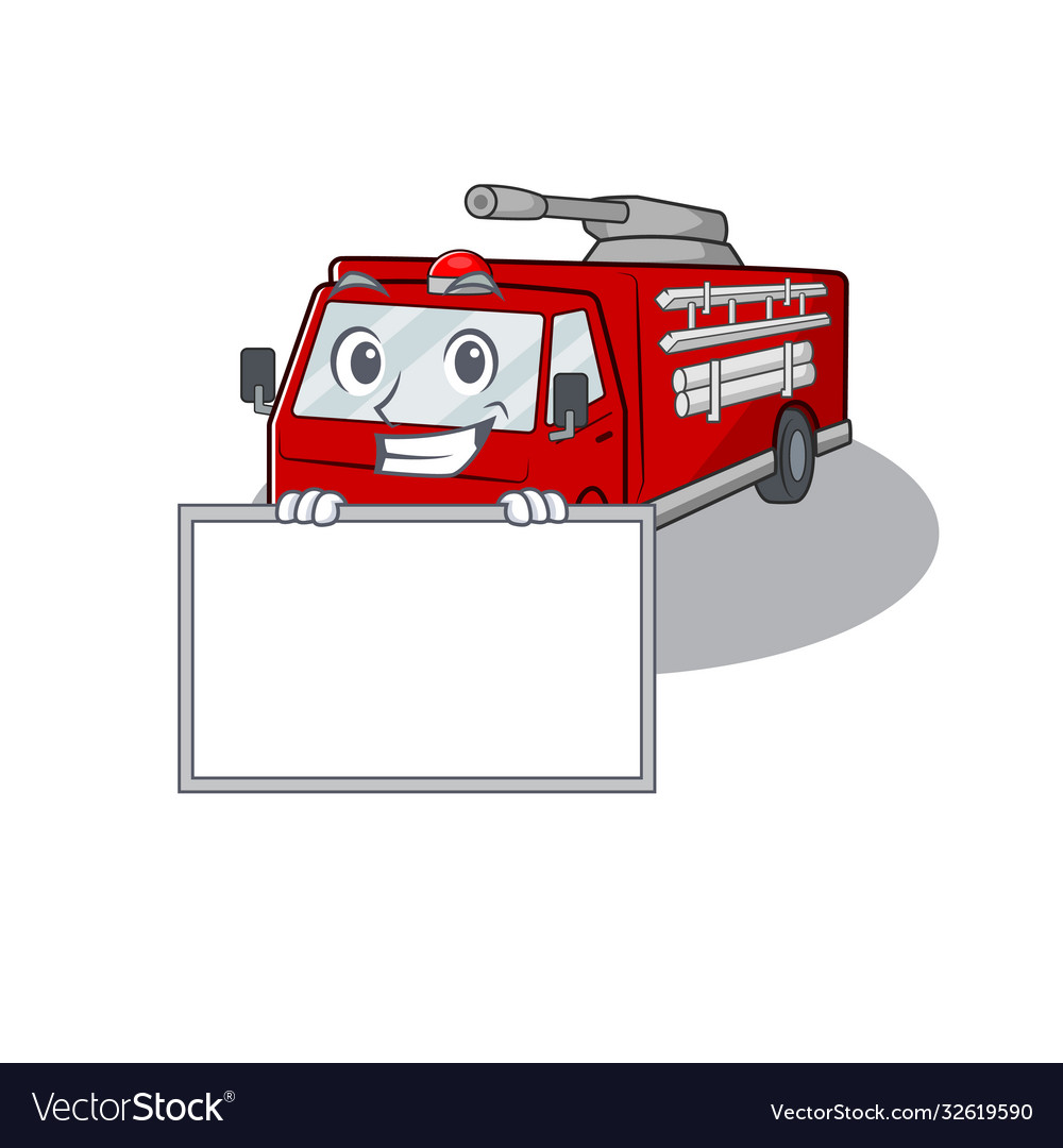 A cute picture fire truck grinning with board