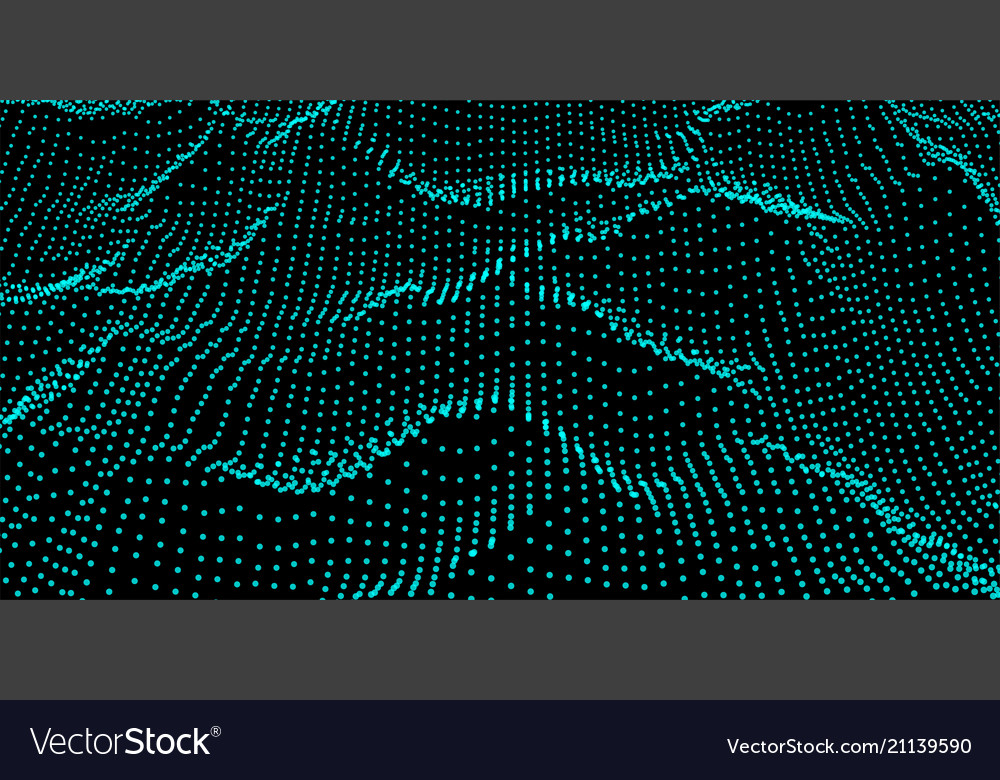 Abstract digital wave grid consist of particles