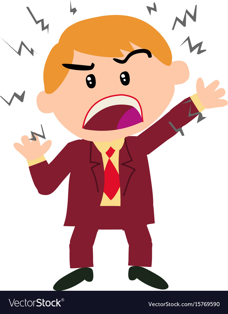 Boy dressed like a businessman angry Royalty Free Vector