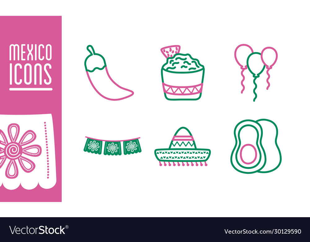 Bundle mexican set icons