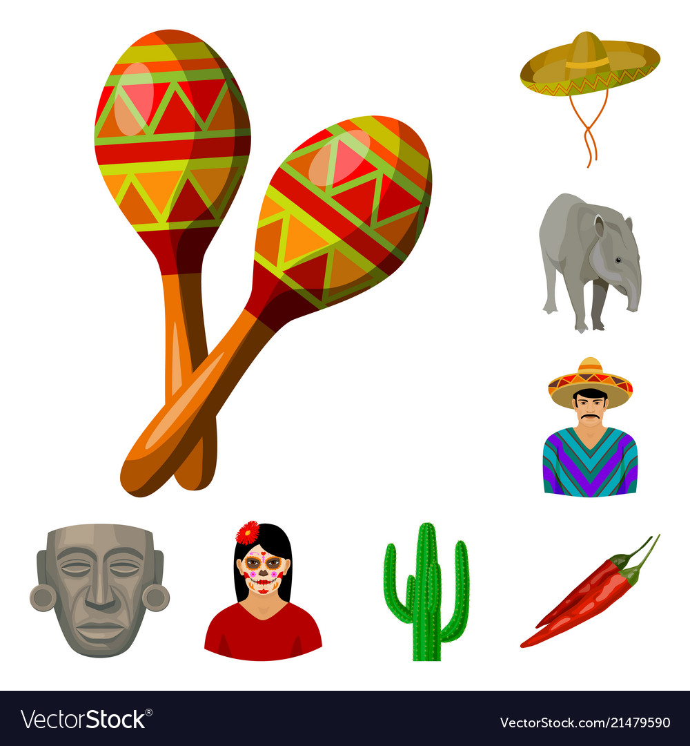 Country mexico cartoon icons in set collection Vector Image