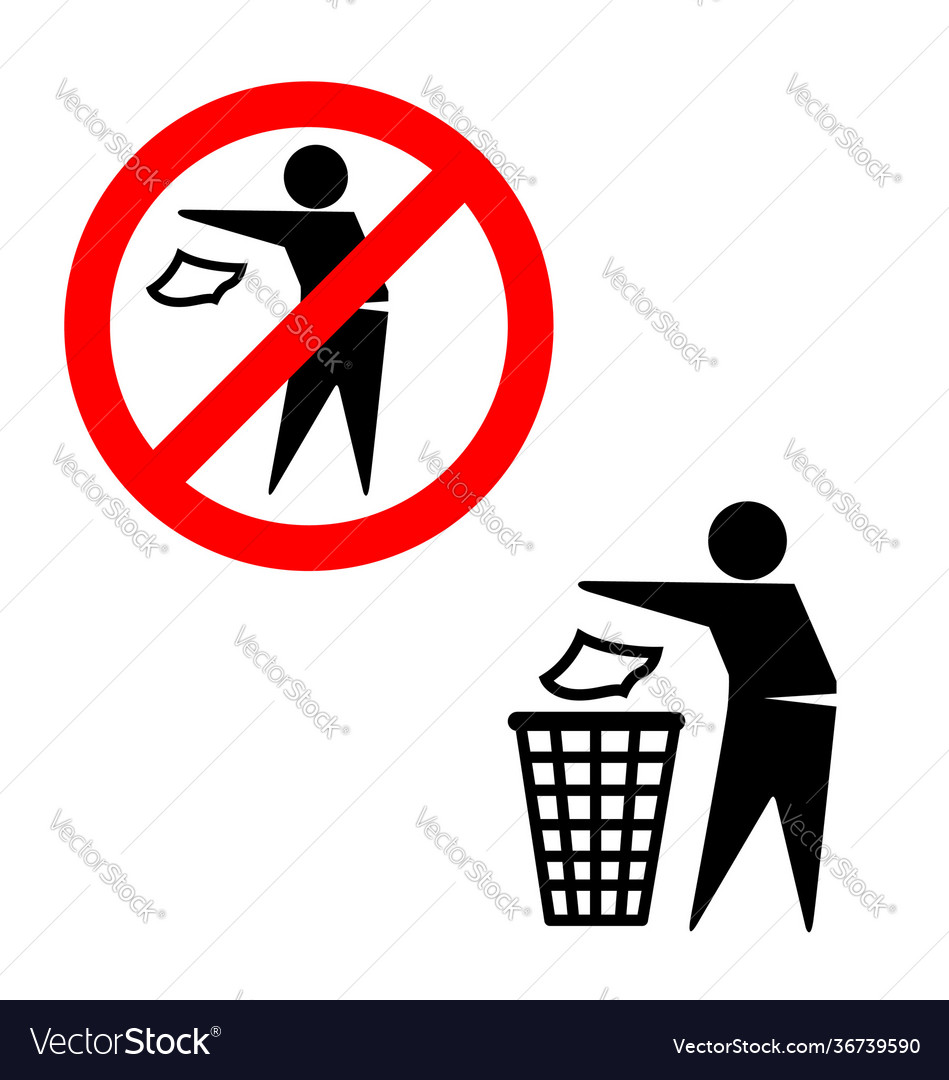 do-not-litter-put-trash-in-bin-signs-royalty-free-vector