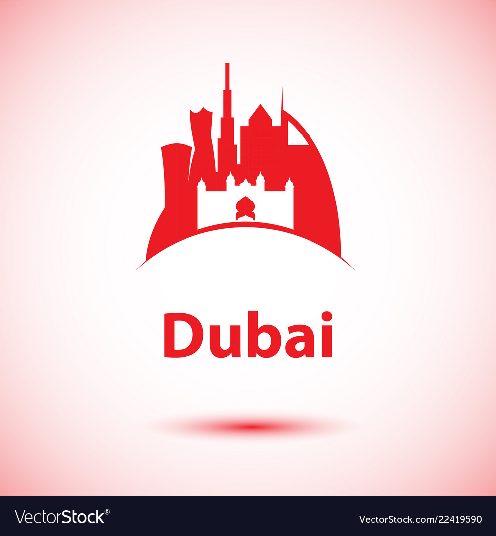 Dubai uae detailed silhouette trendy Royalty Free Vector