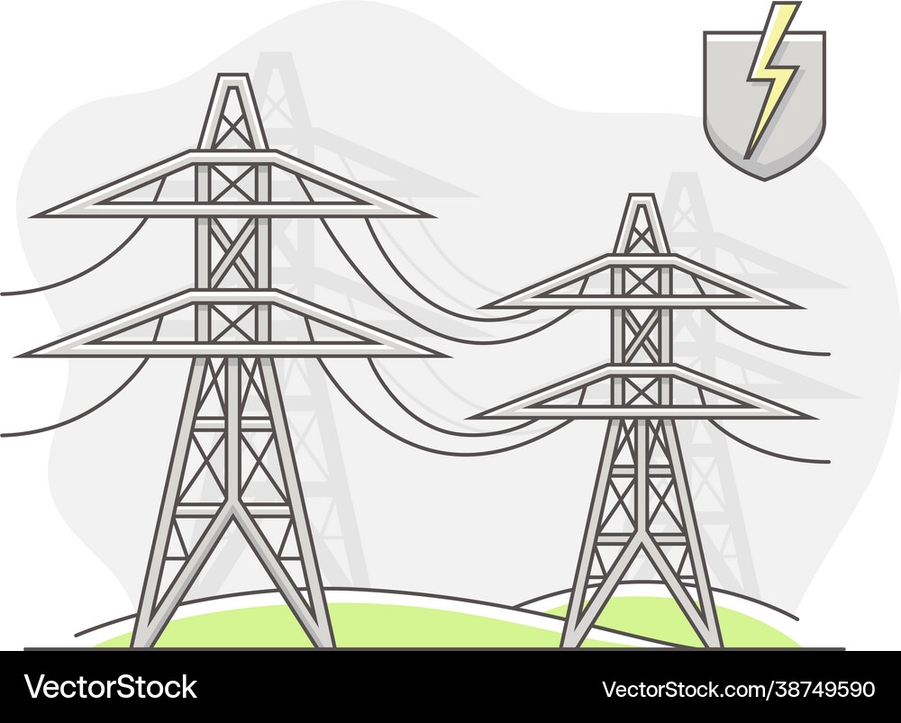 Energy source with electric transmission tower Vector Image