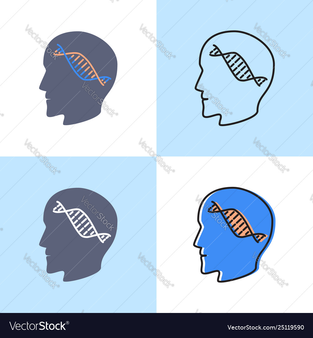 Genetic testing concept icon set in line and flat