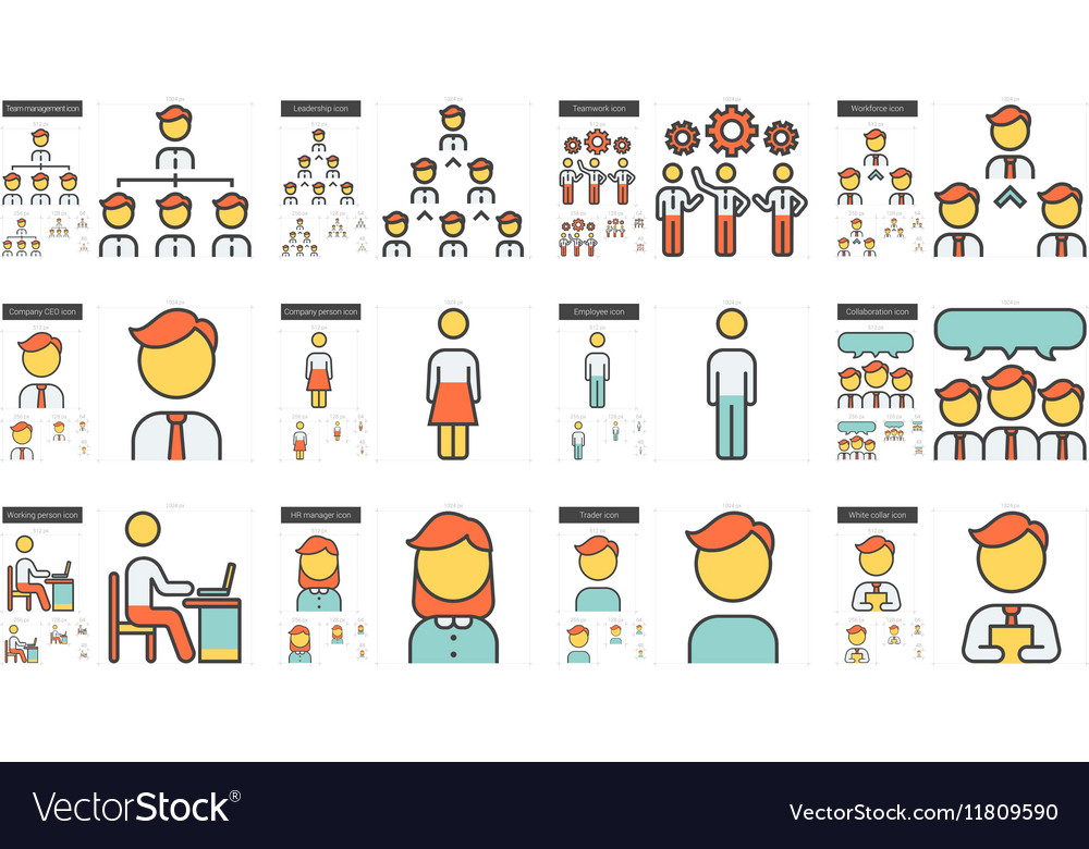 Human resources line icon set