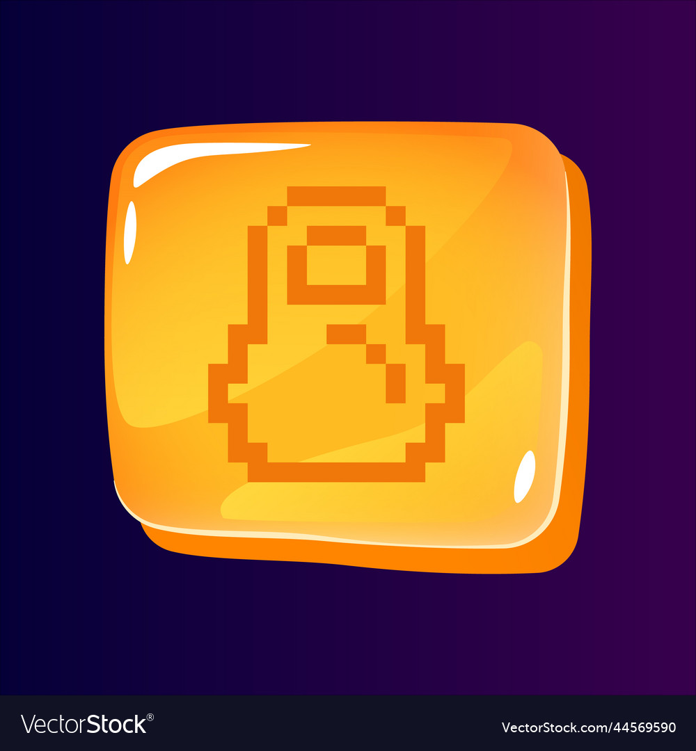 Kettlebell glossy ui button with pixelated icon vector image Kettlebell glossy ui button with pixelated icon