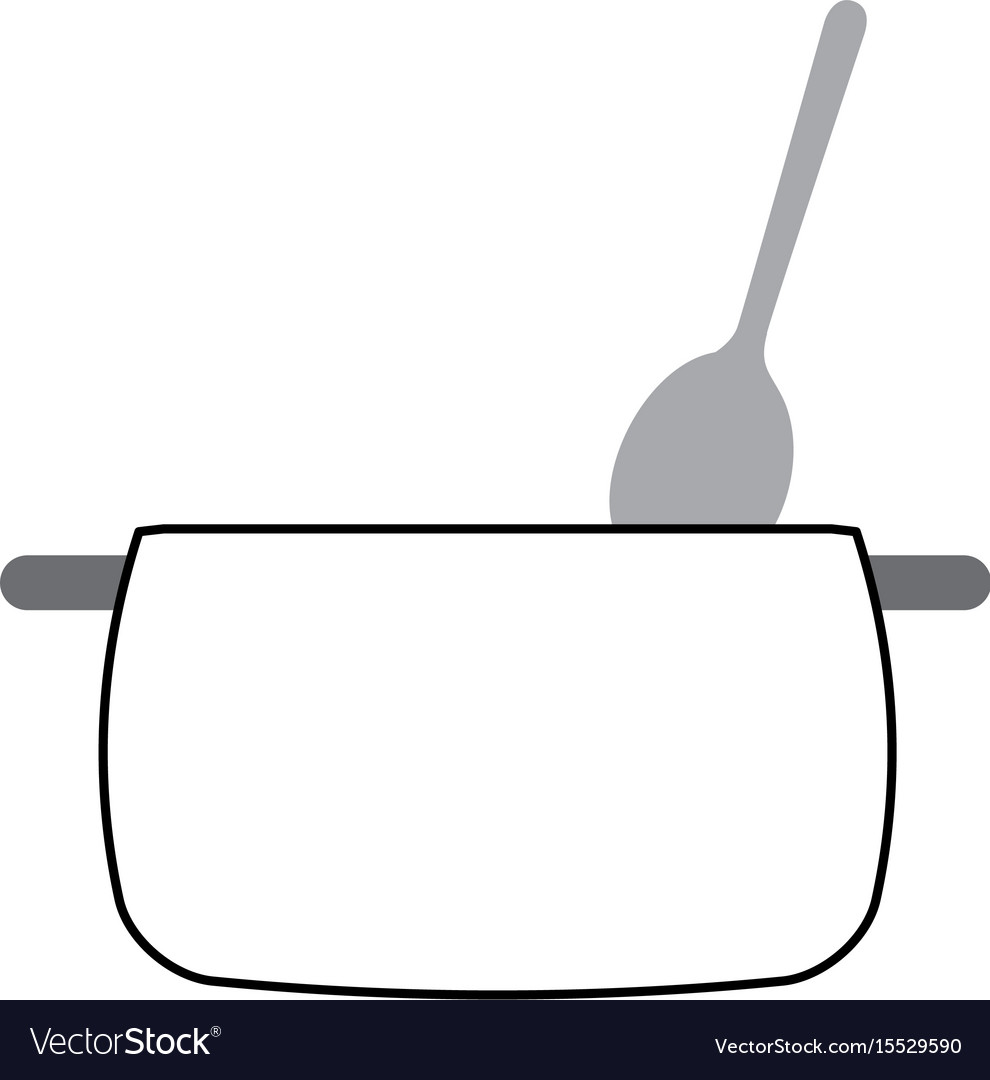 Kitchen pot with spoon Royalty Free Vector Image