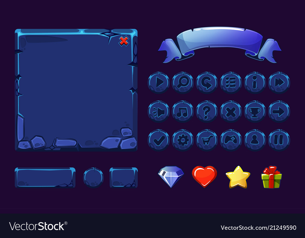 Neon Stone UI Button Set