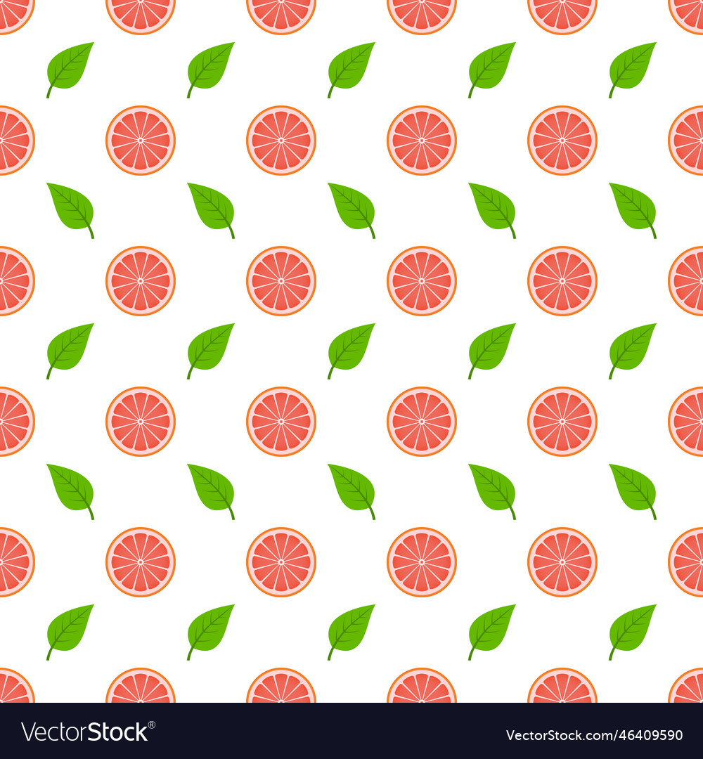 Seamless pattern with grapefruits and leaf vector image Seamless pattern with grapefruits and leaf