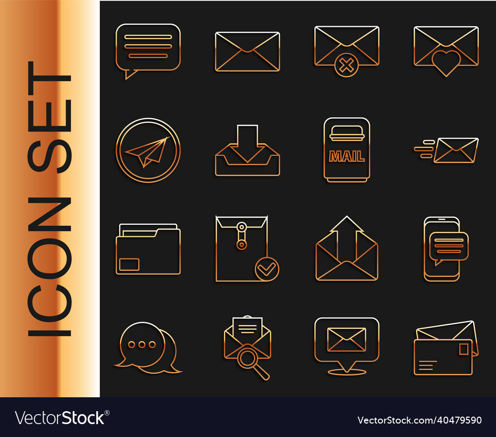 Set line envelope chat messages notification vector image Set line envelope chat messages notification