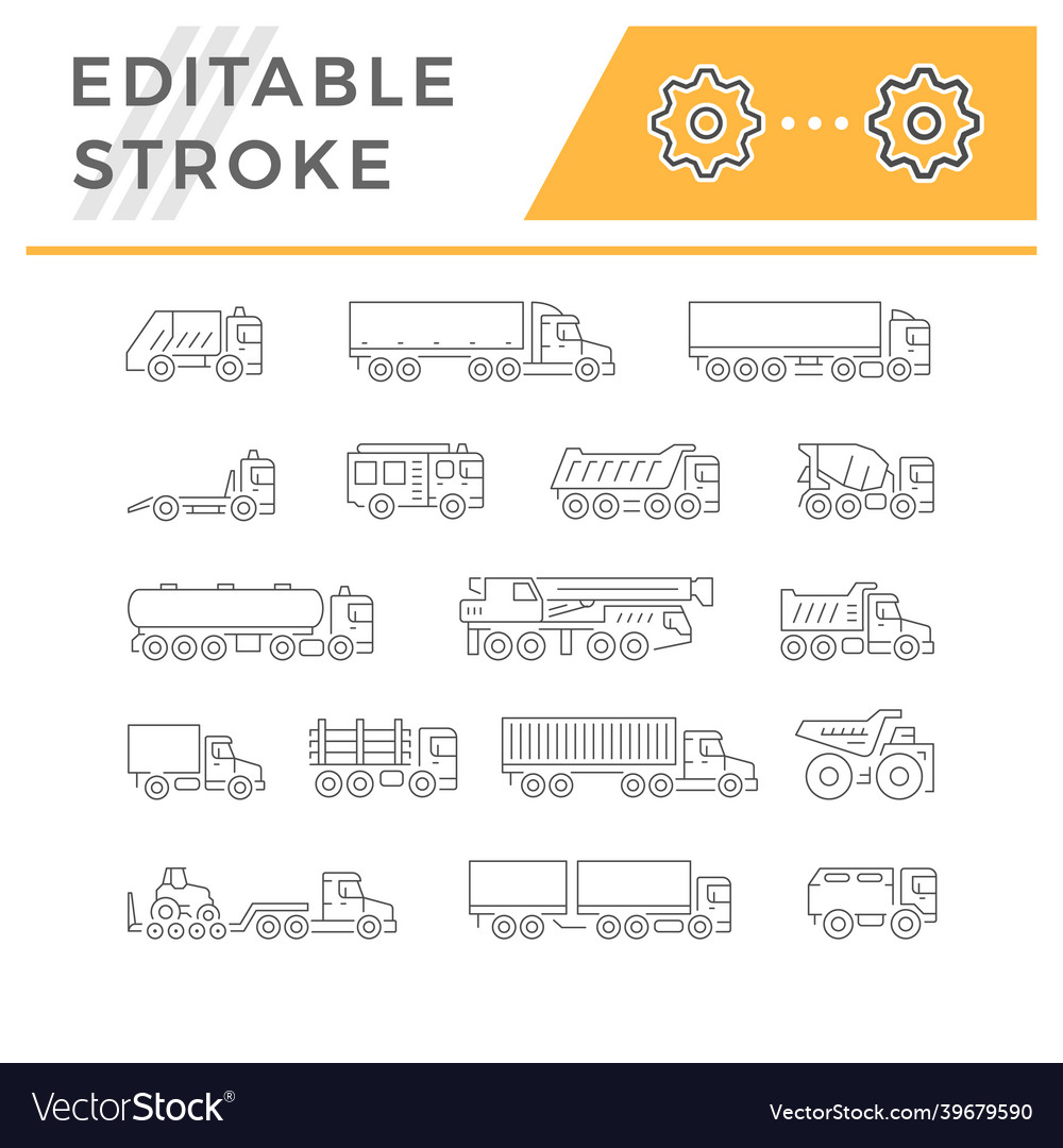 Set line icons of trucks vector image Set line icons of trucks