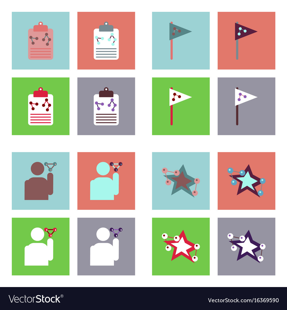 Set of molecule icons biology elements on color