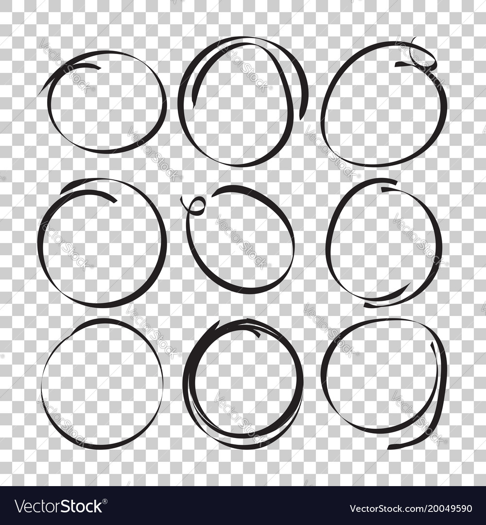 Set of the hand drawn scribble circles element