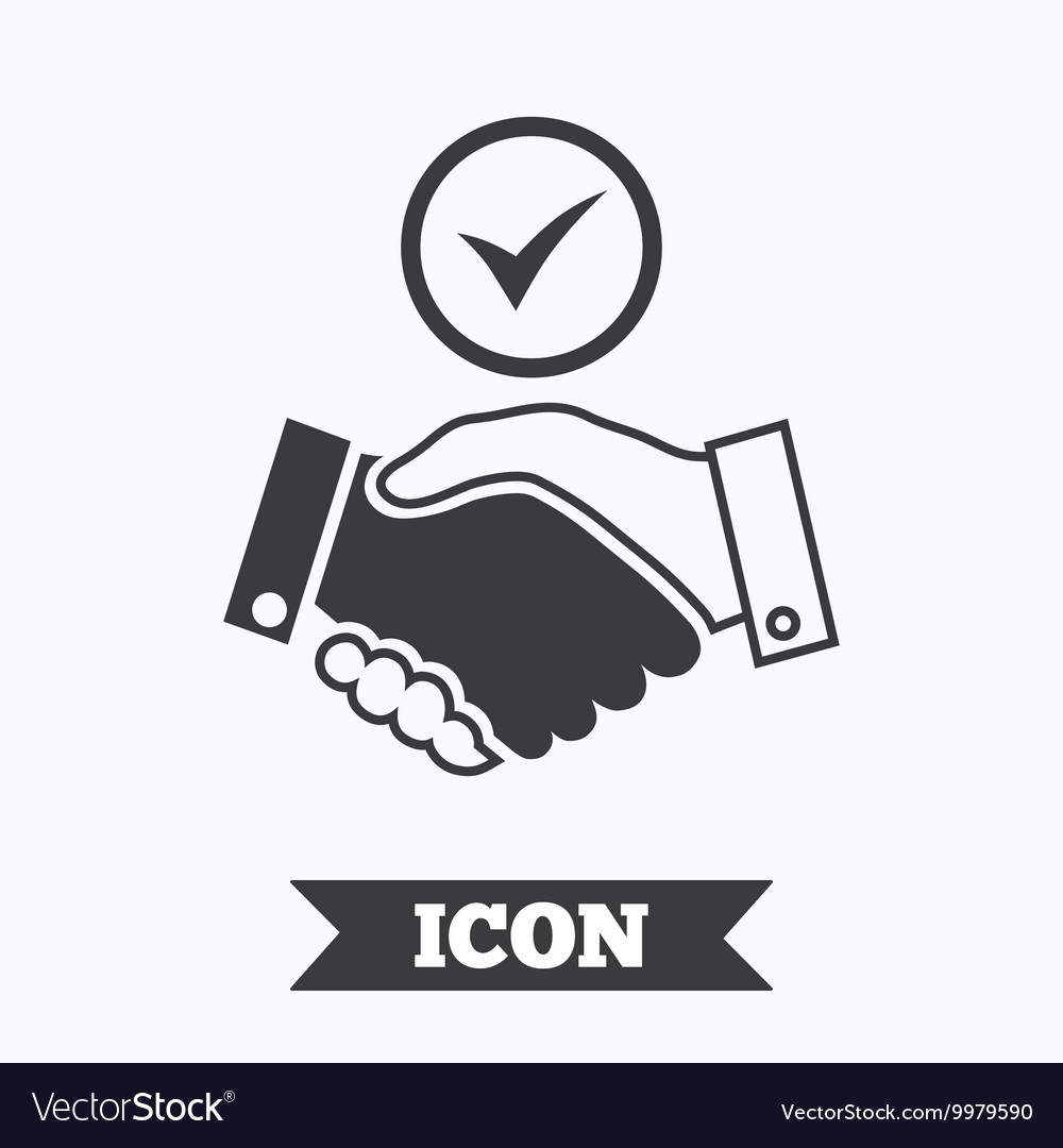 Tick handshake sign icon successful business