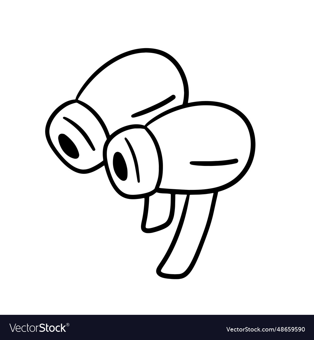 Wireless modern headphones doodle monochrome Vector Image